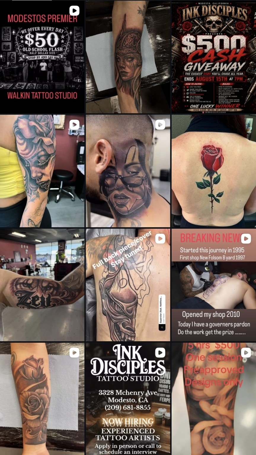 Ink Disciples tattoo portfolio from Instagram